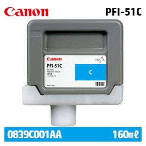 캐논 PFI-51C 160㎖ 파랑(Cyan) 정품 잉크 카트리지 (0839C001AA)